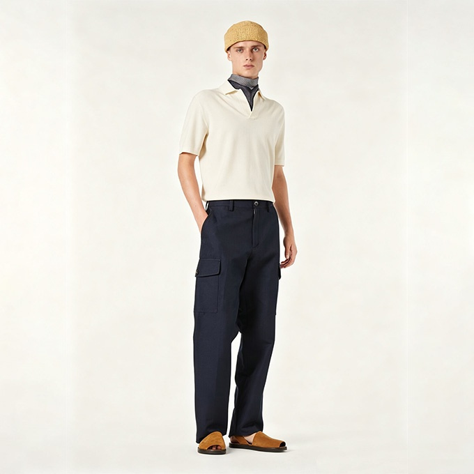 loro piana walkery notch collar knit short sleeve polo shirt